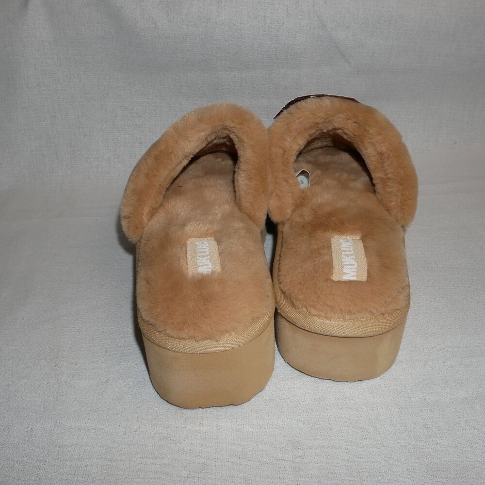 Muk Luks Womens Kirstey Slide Slipper Faux Fur Slippers Size S 5-6 Tan NWT - Picture 3 of 8